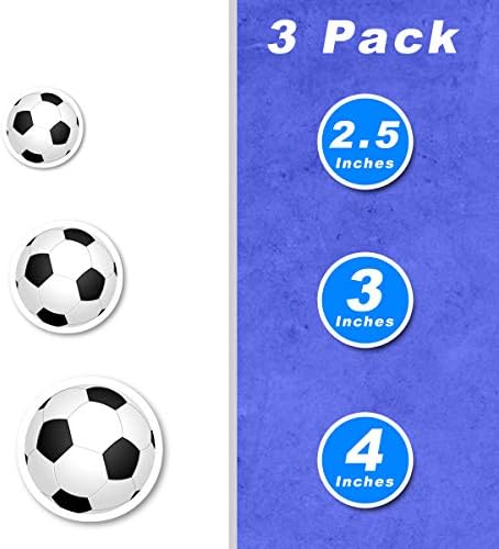 Futbol Topu Sticker Spor Çıkartmaları - 3'lü Paket - 2,5, 3 ve 4 inçlik Dizüstü Bilgisayar Çıkartmaları Seti - Dizüstü