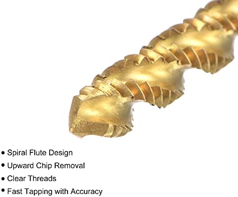 uxcell Spiral Flüt Diş Dokunun 5/32 - 32 UNC, HSS (Yüksek Hız Çeliği) Titanyum Kaplama Makinesi dişli vida Dokunun