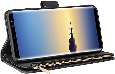Samsung Galaxy Not 8 ile Uyumlu Asuwish Cüzdan Kılıf Temperli Cam Ekran Koruyucu ve açılır deri kılıf kart tutucu