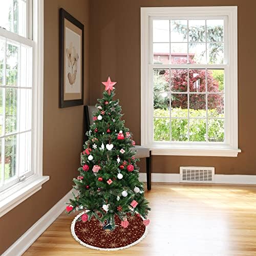 XOLLAR Noel Ağacı Etekler Büyük 48 Altın Kırmızı Noel Kar Tanesi, Kapalı Açık Noel Süslemeleri Ağacı Mat için Kış