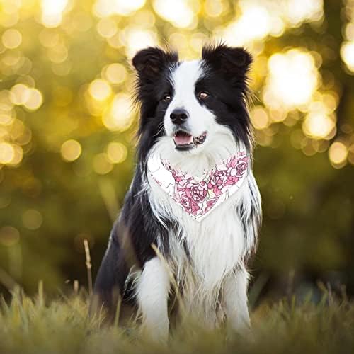 Güzel Kız Doku Çiçekler Desen Köpek Bandanalar, 2 Paket Yumuşak Yıkanabilir Pet Eşarp Üçgen Büyük Köpekler Yavru ve
