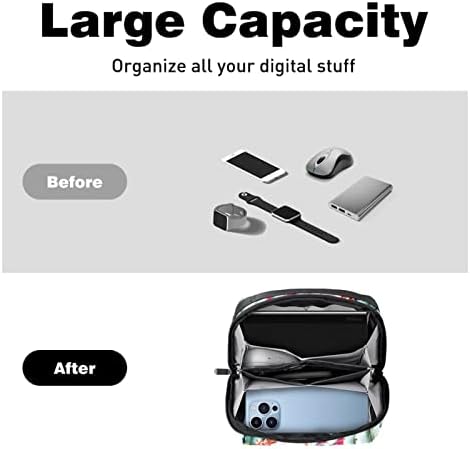 Taşınabilir Elektronik Organizatör kılıflı çanta Çiçekler Kaktüs Seyahat Kablosu saklama çantası Sabit Diskler, USB,