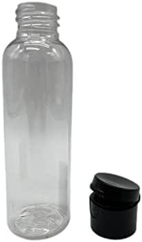 2 oz Şeffaf Cosmo Plastik Şişeler -12 Paket Boş Şişe Doldurulabilir-BPA İçermez-Uçucu Yağlar-Aromaterapi / Siyah Kapaklı