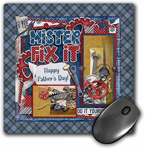 3dRose Image of Mister Fix It, Babalar Günü, Araçlar, Kırmızı, Beyaz, Mavi - Fare Altlığı (mp-361372-1)
