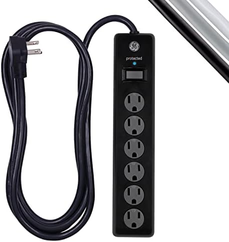 GE Dalgalanma Koruyucusu, 4 Çıkışlı 2 USB Bağlantı Noktası, Ekstra Uzun 8ft. Güç Kablosu, Beyaz, 25798 & GE 6 Çıkışlı