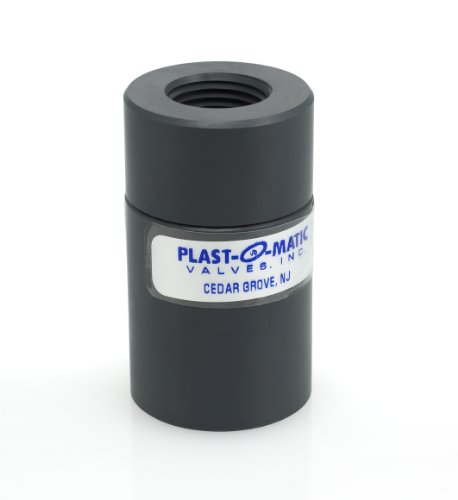 Düşük Basınç için Plast-O-Matic CKD Serisi PVC Çek Valf, Son Derece Aşındırıcı ve Ultra Saf Sıvılar için, 1/2 NPT