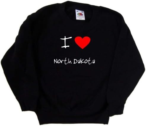 Kalbi Seviyorum Kuzey Dakota Siyah Çocuk Sweatshirt