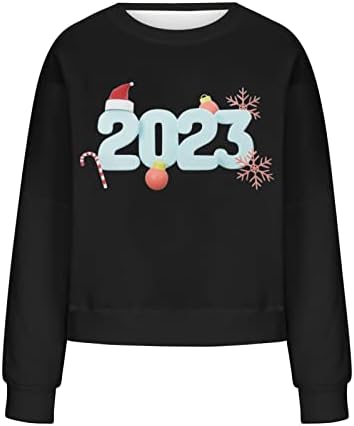 2023 moda üst giyim Kadınlar için Sevimli Büyük Boy Tişörtü Uzun Kollu Crewneck Kazak T-Shirt Gevşek Yeni Yıl Bluz