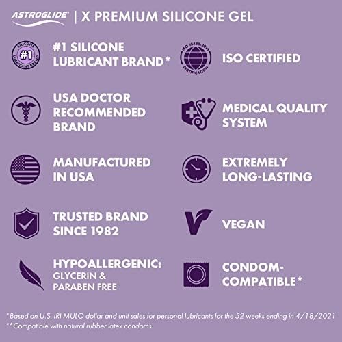 Astroglide X Silikon Bazlı Seks Madeni Jel (3 oz.) / Su geçirmez ve Uzun Ömürlü Kişisel kayganlaştırıcı Jel / Prezervatif