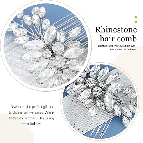 Catery Gelin Düğün Rhinestones Saç Tarak Gümüş Saç Takı Gelin Saç Parçaları Kristal Başlığı Yan Tarak Düğün Saç Aksesuarları