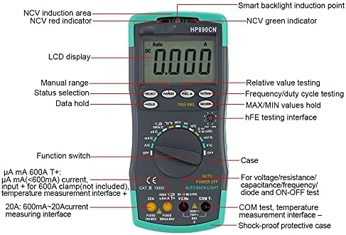 SJYDQ Dijital Multimetre Dedektörü DC AC Gerilim Akım Ölçer Direnç Diyot Kapasite Test Cihazı Sıcaklık Ölçümü
