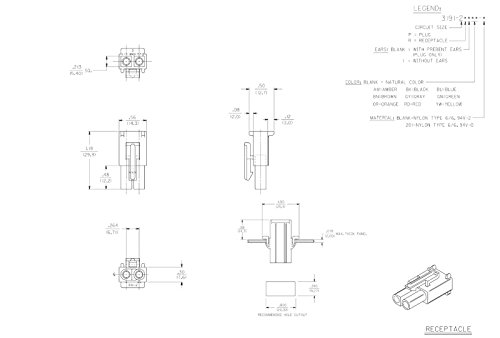 2-Devreler .093 - MOLEX Konnektör, 5 Uyumlu Set, 14-20 AWG, Serbest Asılı, Kilitli