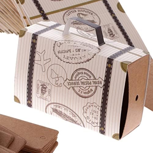 Baoblaze Adet 200 / Set Shabby Chic Kraft Kağıt Bavul Şeker Kutuları Düğün Doğum Günü Partisi Favor