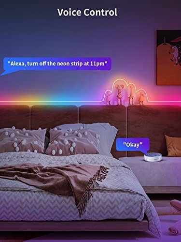 Meevt Neon halat ışık, DIY tasarımlı 20ft RGB + IC halat ışık, müzik senkronizasyonu, silikon Renk değiştiren Neon