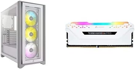 Corsaır ıCUE 4000X RGB Orta Kule ATX PC Kasası-Beyaz (CC-9011205-WW) + Corsaır İntikam RGB Pro 16GB (2x8GB) DDR4 3200MHz
