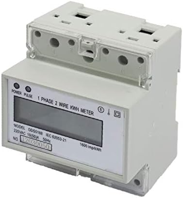 X-DREE AC 220 V 10(50) bir 35mm DIN-Ray 1 Fazlı LCD Elektronik Saat Enerji Ölçer(AC 220 V 10 (50) bir 35mm DIN-Ray