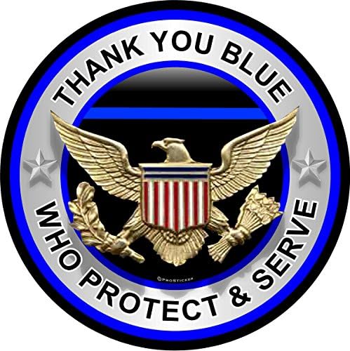 ProSticker 306 (Bir) 4 Patriot Serisi Teşekkür Ederim Mavi Kim Korumak ve Hizmet İnce Mavi Çizgi Desteği çıkartma