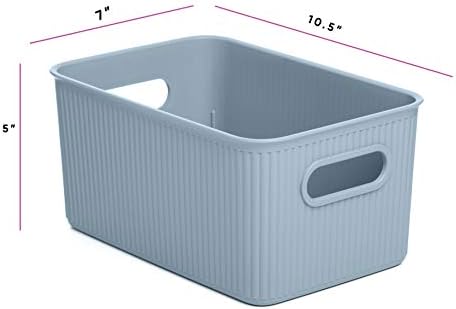 Superio Nervürlü Koleksiyon-Dekoratif Plastik Açık Ev Eşya Kutuları Organizatör Sepetleri, Mavi (3'lü Set) 1 X - Large,