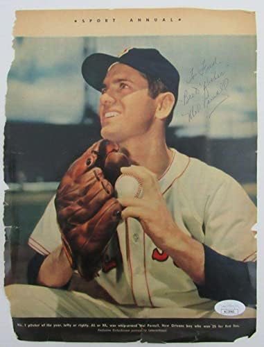 Mel Parnell İmzalı Dergi Fotoğrafı Boston Red Sox JSA-İmzalı MLB Dergileri
