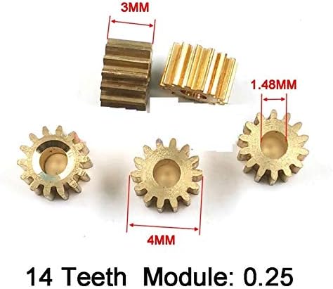 ALANOOY 141.5 A 0.25 M 5 adet Metal Dişliler 14 Diş OD 4mm Delik 1.5 mm Sıkı Uydurma İyi Mekanik Küçük Modül Bakır