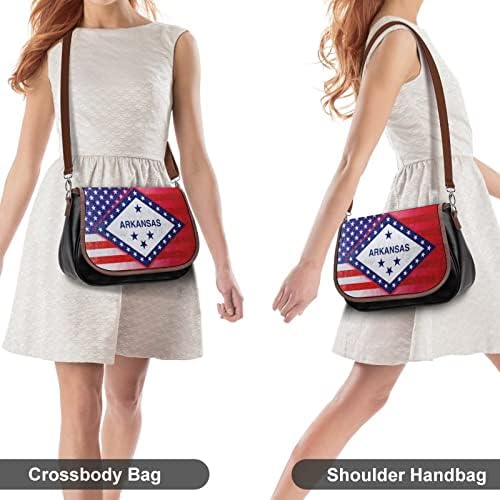 ABD ve Arkansas Eyalet Bayrağı Deri Orta omuz çantası Moda Rahat Crossbody askılı çanta