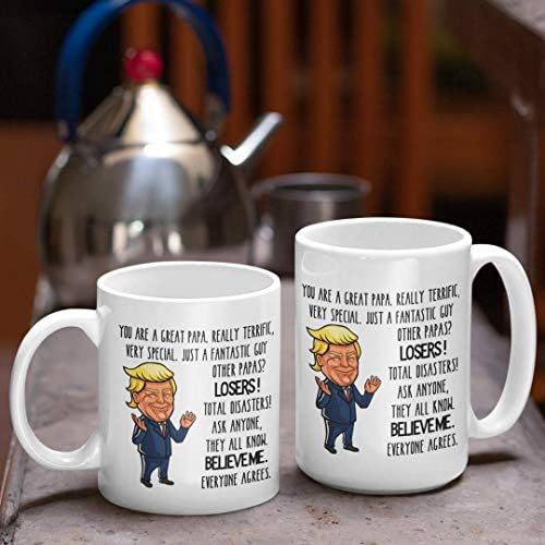 Büyükbaba veya Baba için Trump Papa Kupa Sen Harika bir Babasın Komik 11 veya 15 oz Beyaz Seramik Kahve Yorum Kupası