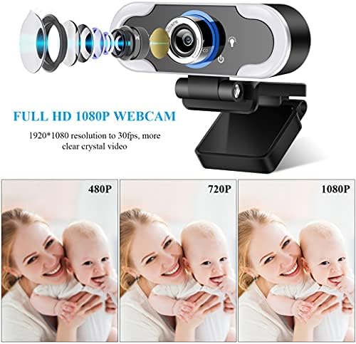 BHVXW 1080P Webcam mikrofon PC web kamerası sürücüsüz USB Web kamerası bilgisayar kamera LED halka dolgu ışığı