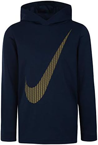 Nike Çocuk Giyim Erkek Bebek Uzun Kollu Kapüşonlu Tişört, Obsidyen / Amarillo, 4T