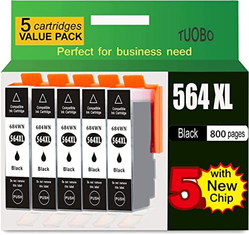 5 Paket Siyah HP yedek malzemesi 564XL Mürekkep Kartuşu Yüksek Verimli ile Uyumlu HP Photosmart 5520 6510 6520 7510