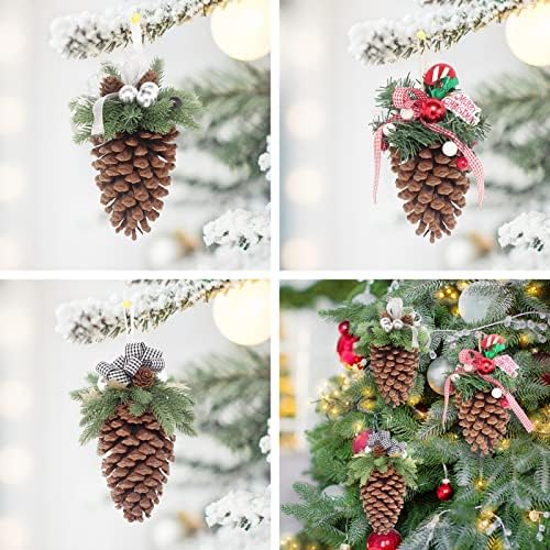 Süper Tatil Noel çam Kozalakları Süslemeleri, 3 ADET Rustik Asılı El Yapımı Büyük Çam Kozalakları Süsler Noel Ağacı