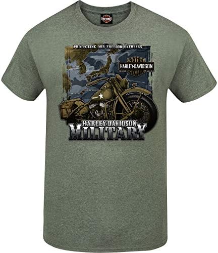 Harley-Davidson Askeri-erkek Askeri Yeşil grafikli tişört-Görev Pasifik Turu