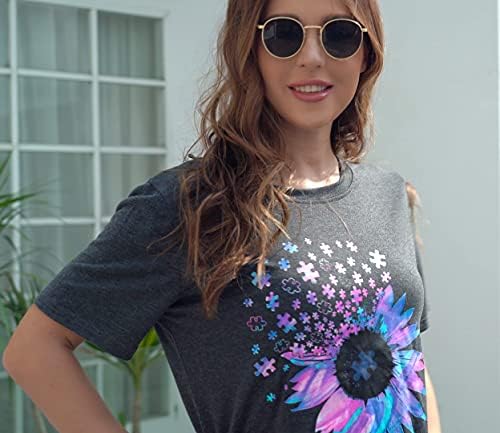 Bealatt kadın Ayçiçeği Grafik Gömlek Ayçiçeği Desen Baskı Tankı Üstleri Rahat Kolsuz Yaz Üstleri Tatil Tee Gömlek