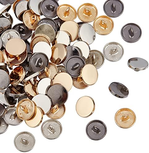 OLYCRAFT 100 adet 17.5 mm Düz Yuvarlak Düğmeler Plastik Altın Şerit Düğmeler Blazers Gömlek Takım Elbise Kot Düğmesi