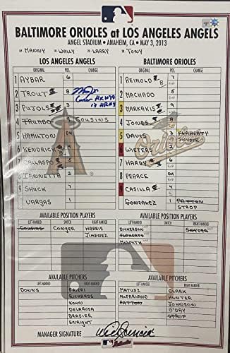 Mike Trout Oyunu Kullanılmış İmzalı 5/3/13 Orioles @ Angels Kadro Kartı MLB Holo-MLB Oyunu Kullanılmış Kadro Kartları