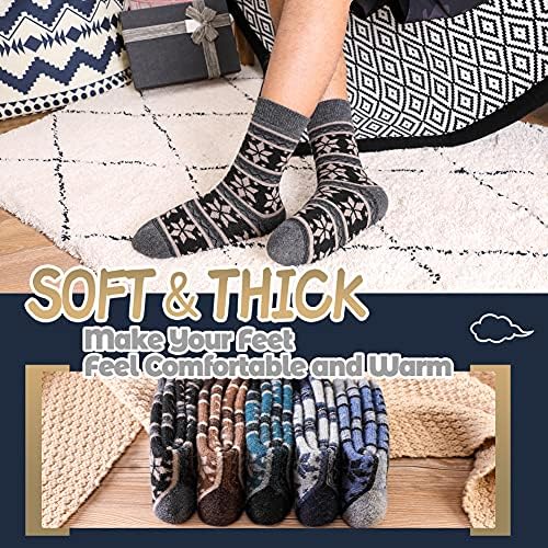 Erkekler Merinos Yünü Çorap Yumuşak Rahat Sıcak Termal Kalın Yürüyüş Ağır İş çizme Kış Ekip Çorap 5 Paket