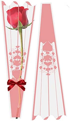 Clzemo Buketler için 100 Adet Çiçek Kılıfı, Şeffaf Tek Gül Paketleme Çantası Çiçekçi Çiçek Aranjmanı Malzemeleri,