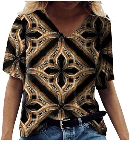ZEFOTİM Hawaii Gömlek Kadınlar için 2023 Kısa Kollu V Boyun Çiçek Plaj Boho Moda Casual Bluzlar