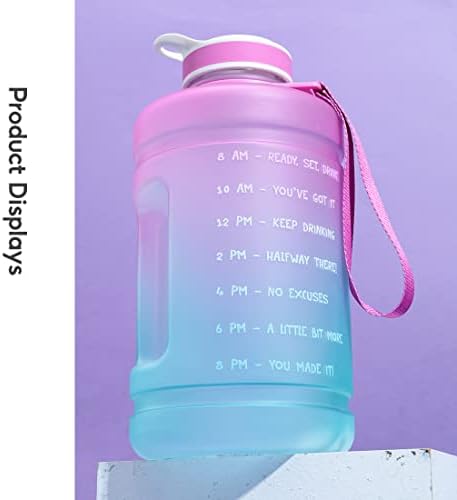 MINISO Degrade Su Şişesi 74 OZ ile Zaman İşaretleyici ve Saman-BPA Ücretsiz, Sızdırmaz, Yeniden Kullanılabilir Flip