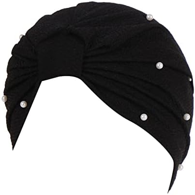 Bere şapka Kadınlar için İnci Türban Etnik Headwrap Rahat Düz Renk Saç Kapakları Kafatası Kapaklar Moda Şal Şapkalar