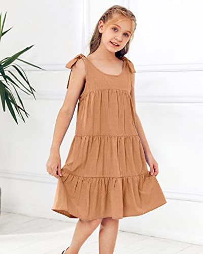 Miniketty Kızların Yaz Günlük Elbiseler Sevimli Plaj Kolsuz Fırfır Katmanlı Güneş Elbise