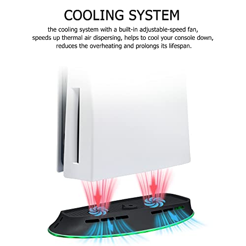 PS5 RGB ışık ile soğutma fanı standı 2 hızlı fanlar DOBEWİNGDELOU yanar IR uzaktan kumandalı Soğutma istasyonu APP