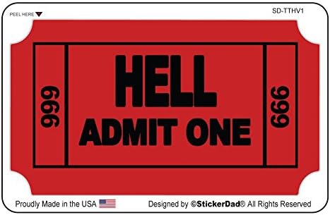 StickerDad ® CEHENNEME BİLET Kask çıkartması - boyut: 3,5 X 2 renk:kırmızı/SİYAH - Kask, Kask, Pencereler, Duvarlar,