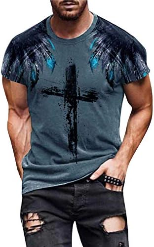 Erkek Yenilik T-Shirt 3D Baskılı İsa Çapraz İnanç Kısa Kollu T Gömlek Vintage Grafik Tees Sokak Moda Gömlek