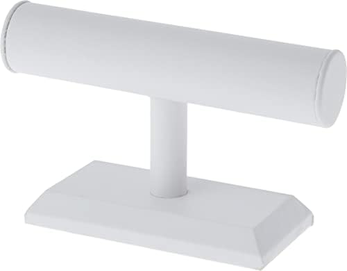 Plymor Beyaz Suni Deri T-Bar Bilezik Teşhir Standı, 7,5 G x 5 Y