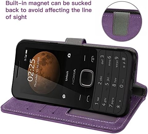 Asuwish Nokia 225 ile Uyumlu 4G 2020 Cüzdan Kılıf ve Ekran Koruyucu Deri Flip Çanta Kredi Kartı Tutucu Standı Bilek