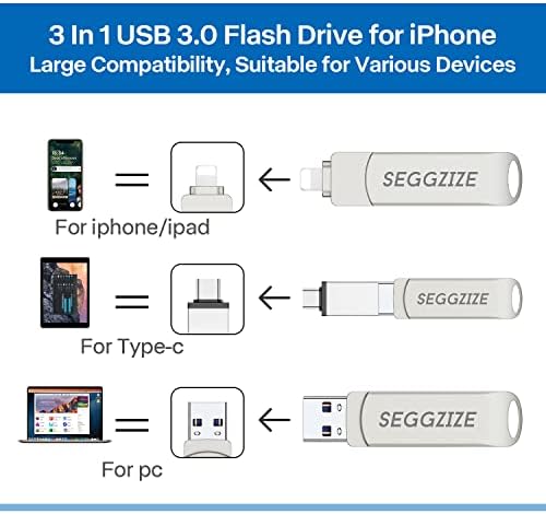 SEGGZİZE 32GB iPhone Flash Sürücü, iPhone için Fotoğraf Çubuğu Memory Stick Fotoğraf ve Video Kaydetme, OTG Andriod