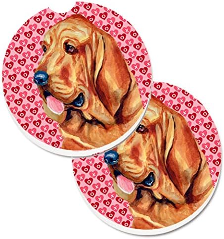 Caroline's Treasures LH9151CARC Bloodhound Hearts Aşk ve Sevgililer Günü Portresi 2 Bardaklık Araba Bardak Altlığı