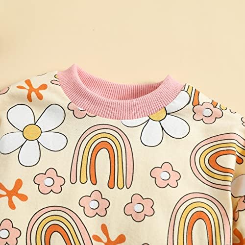 MAİNESAKA Bebek Bebek Kız Tişörtü Romper Uzun Kollu Yuvarlak Boyun Çiçek Baskı Büyük Boy Sonbahar Kış Sıcak Bodysuit
