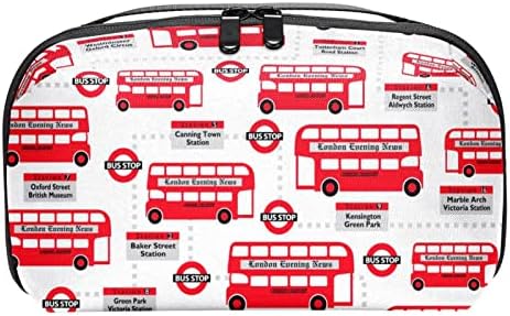 kadınlar ve kızlar için kırmızı otobüs makyaj çantası Fermuarlı Çanta Seyahat kozmetik düzenleyici