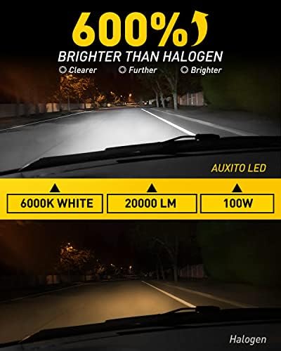 AUXITO 9006 & 9004 LED Ampuller Combo, Xenon Beyaz Yüksek ve Düşük ışın Hi / Lo Tak ve Çalıştır, 4'lü paket